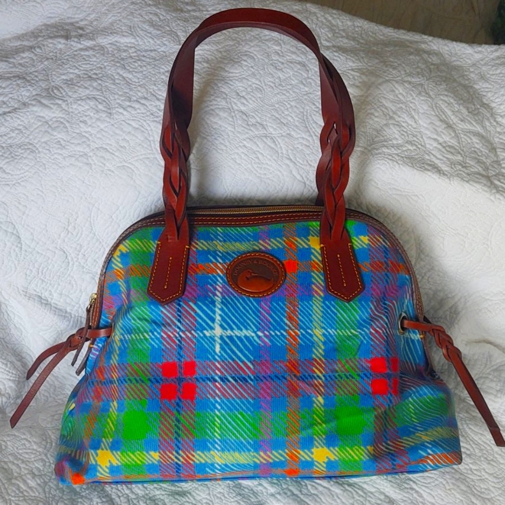 Dooney and Bourke rainbow plaid satchel